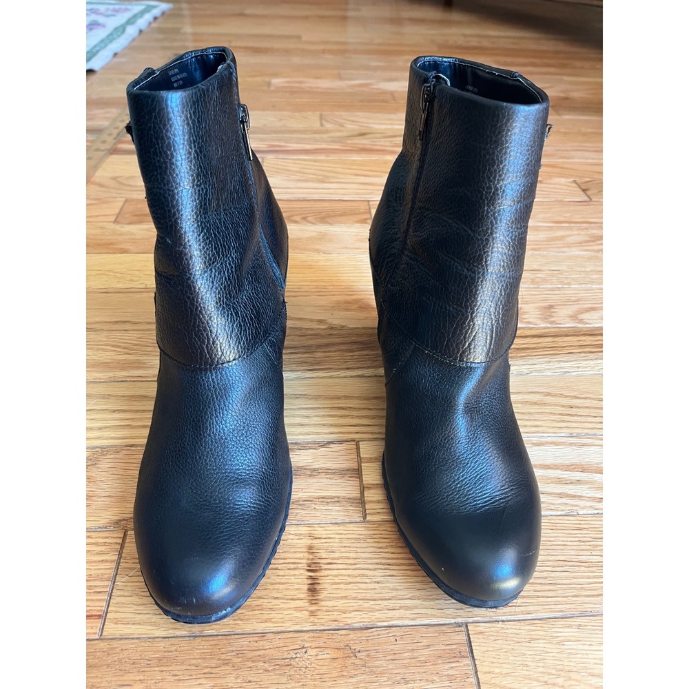Bolo by Born Black Pebbled Leather Triple Buckle Ankle Boots Western Goth Biker - Picture 5 of 9